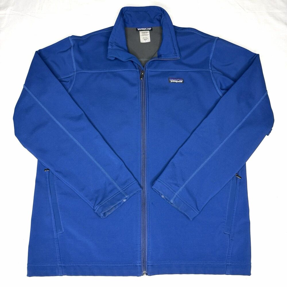 Patagonia Jacket Adze Mens L Blue Softshell Full Zip Fleece Lined Windproof